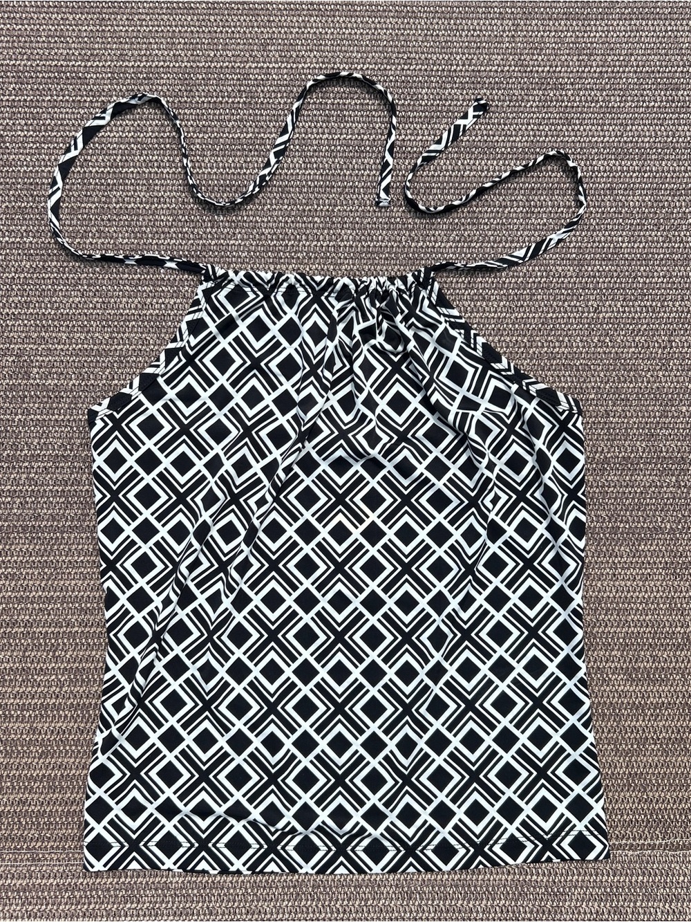 Moda International Black & White Geometric Halter Camisole